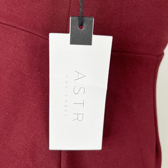 ASTR The Label Ruffle Stretch Knit Body Con Dress Wine Medium M New - Picture 8 of 10